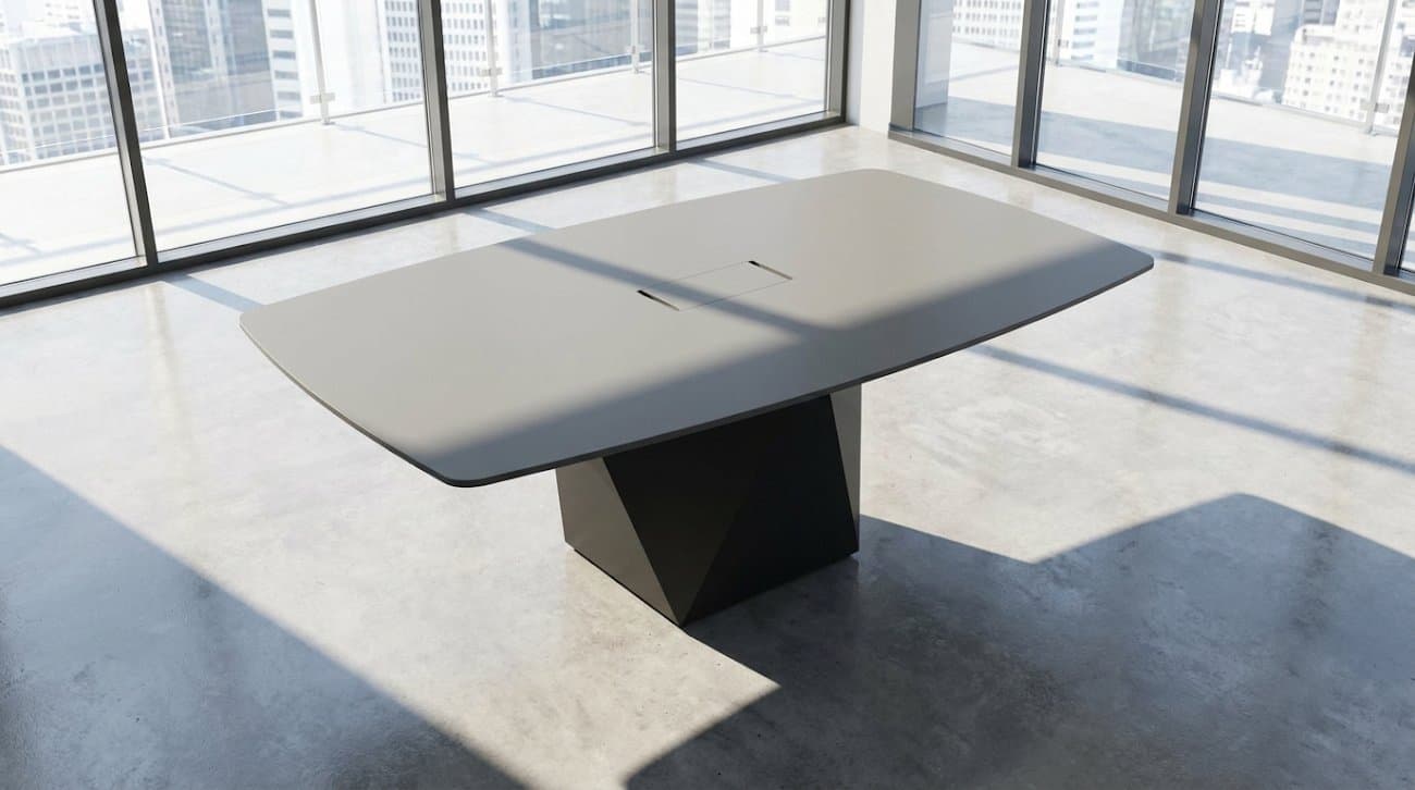 A MA.KE meeting table installed in a glass-walled Cairo office